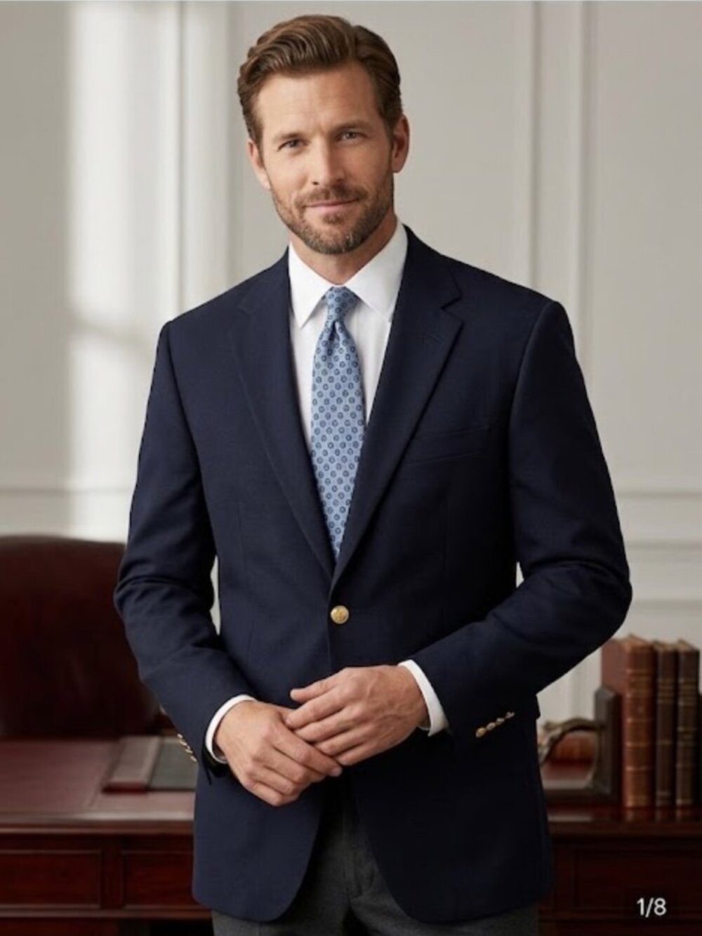Lauren Ralph Lauren Wool Blazer Sport Coat 46R Navy Blue